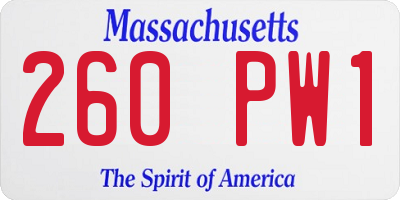 MA license plate 260PW1