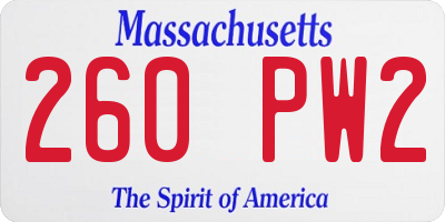 MA license plate 260PW2