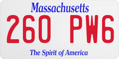 MA license plate 260PW6