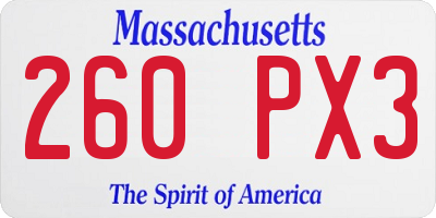 MA license plate 260PX3