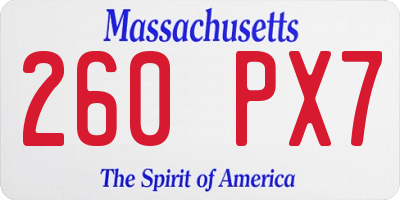 MA license plate 260PX7