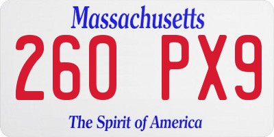 MA license plate 260PX9