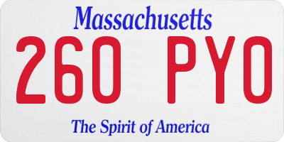 MA license plate 260PY0