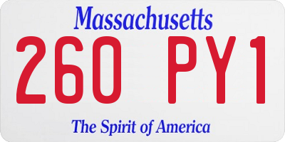MA license plate 260PY1
