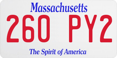 MA license plate 260PY2