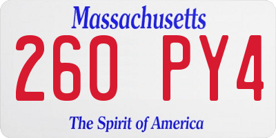 MA license plate 260PY4