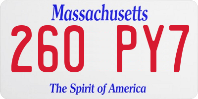 MA license plate 260PY7