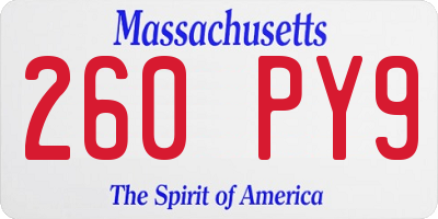 MA license plate 260PY9