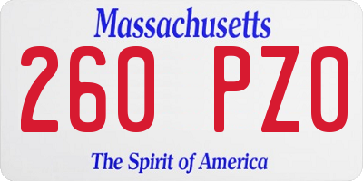 MA license plate 260PZ0