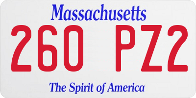 MA license plate 260PZ2
