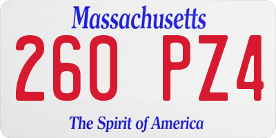 MA license plate 260PZ4