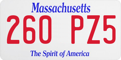 MA license plate 260PZ5