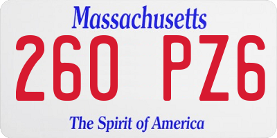 MA license plate 260PZ6