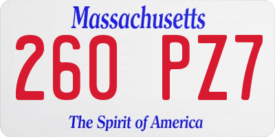 MA license plate 260PZ7