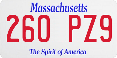 MA license plate 260PZ9