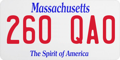 MA license plate 260QA0