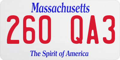 MA license plate 260QA3