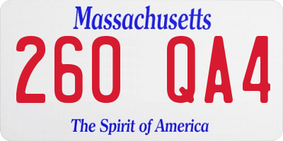 MA license plate 260QA4