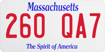MA license plate 260QA7