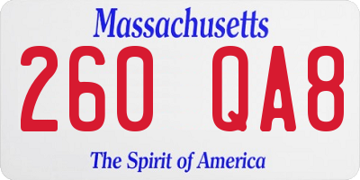 MA license plate 260QA8