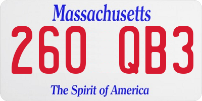 MA license plate 260QB3