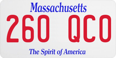 MA license plate 260QC0