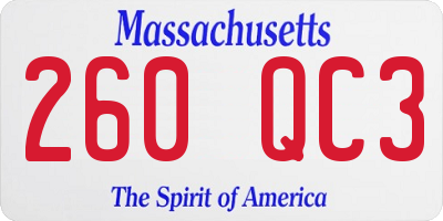 MA license plate 260QC3