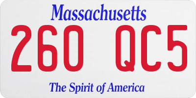 MA license plate 260QC5