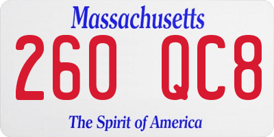 MA license plate 260QC8