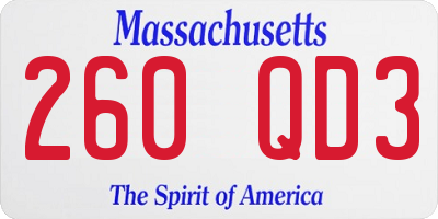 MA license plate 260QD3
