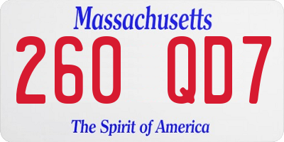 MA license plate 260QD7