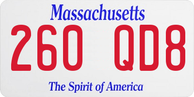 MA license plate 260QD8