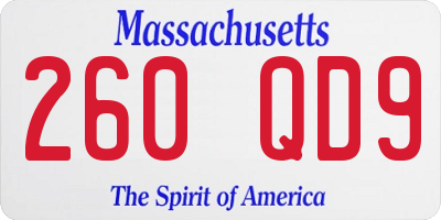 MA license plate 260QD9