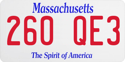 MA license plate 260QE3