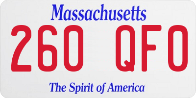 MA license plate 260QF0