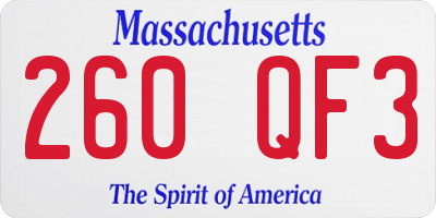 MA license plate 260QF3