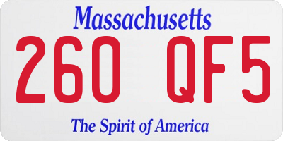 MA license plate 260QF5