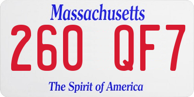 MA license plate 260QF7