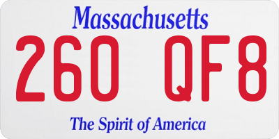 MA license plate 260QF8