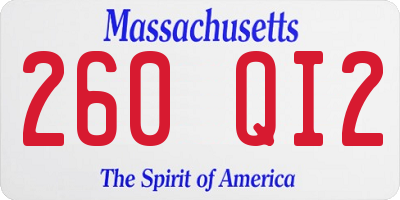 MA license plate 260QI2