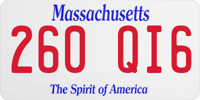 MA license plate 260QI6