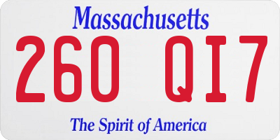 MA license plate 260QI7