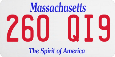 MA license plate 260QI9