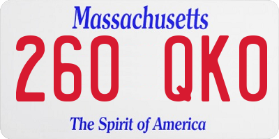 MA license plate 260QK0