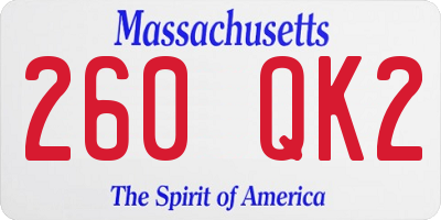 MA license plate 260QK2