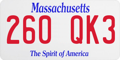 MA license plate 260QK3