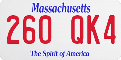 MA license plate 260QK4