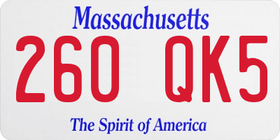 MA license plate 260QK5