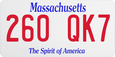 MA license plate 260QK7