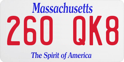 MA license plate 260QK8